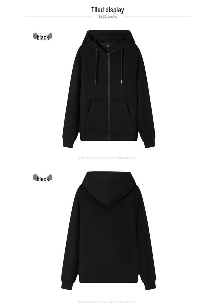 Unisex Baumwoll-Cardigan-Hoodie, Frühling/Herbst Unifarben, Lässige Jacke & Basisschicht für Paare