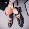 Men's Fashion Glossy White Leather Shoes Men's Foot Wedding Photos Retro Casual Shoes British Style One-pedal Loafers