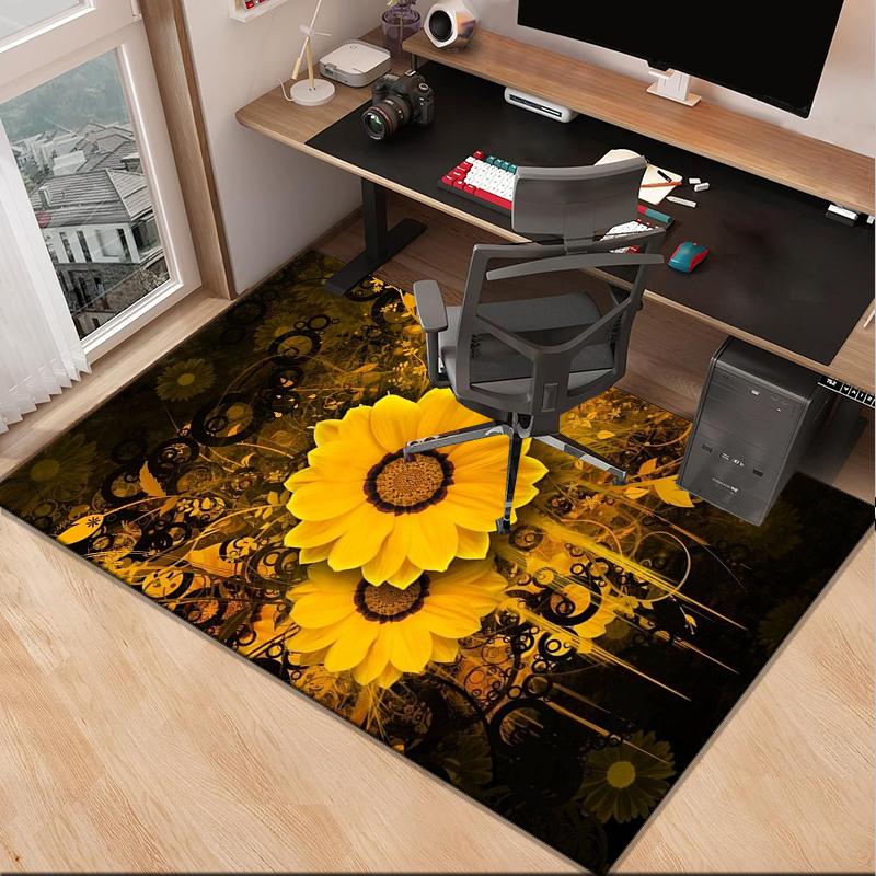 Butterfly And Sunflowers Office Rug Chair Mat, Entryway Carpet, Suitable for Front Door, Bedroom, Living Room, Desk, Holiday Gift