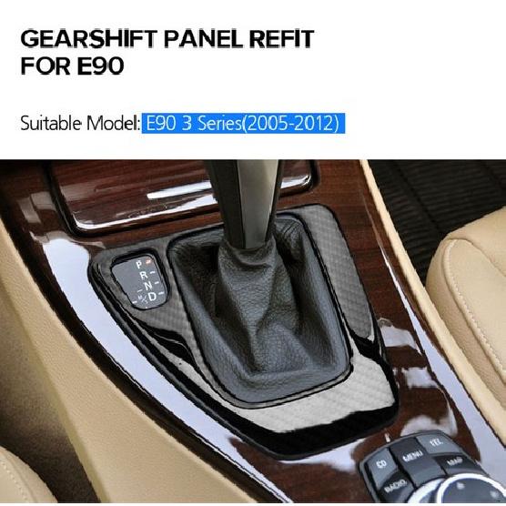 Carbon Fiber Gear Shift Shifter Frame Cover Sticker For BMW E90 E91 E92 E93