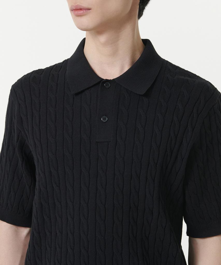 MUSINSA STANDARD Cable Knitted Polo Shirt [Black]