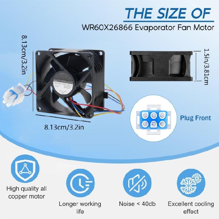 WR60X26866 Refrigerator Fan Motor Replacement Cooling Fan Motor Replace for WR60X10356 WR60X10357 WR60X26033 WR60X10341
