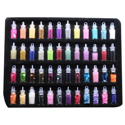 Ensemble de paillettes en verre, bouteille en verre de 48 couleurs, bijoux pour ongles, perles mélangées, accessoires de bricolage, autocollants pour ongles