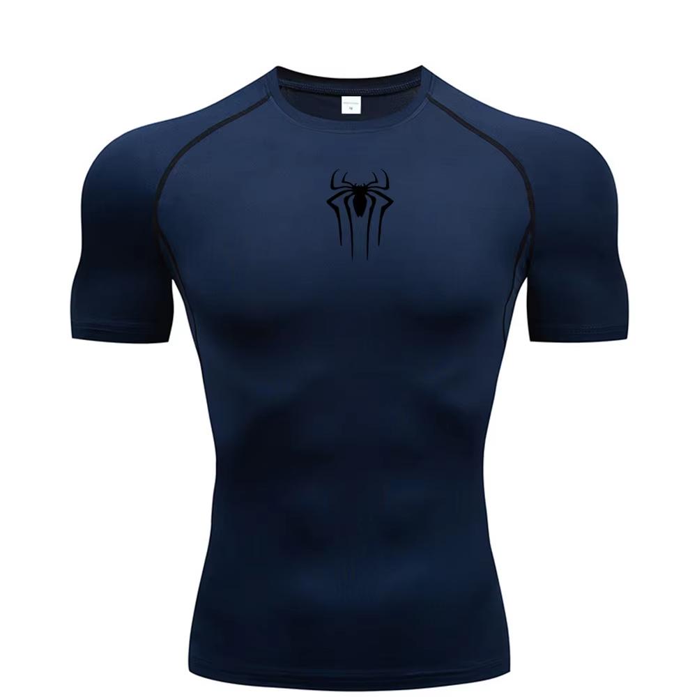New Compression Shirt Men Fitness Gym  Sport Running spider print T-Shirt Quick Dry Short Sleeve T-Shirt For Men