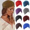 Women Shiny Silver Gold Knotted Turban Hat Muslim Indian Hijab Turban Female Muslim Hat Double Layer Headwrap Hair Accessories