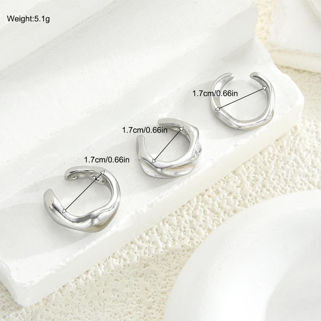 3 Stück/Set Silberfarbene Kleine Creolen für Damen Einfaches Geometrisches Minimalistisches Huggie Ohrring-Set Punk Rock Schmuckzubehör