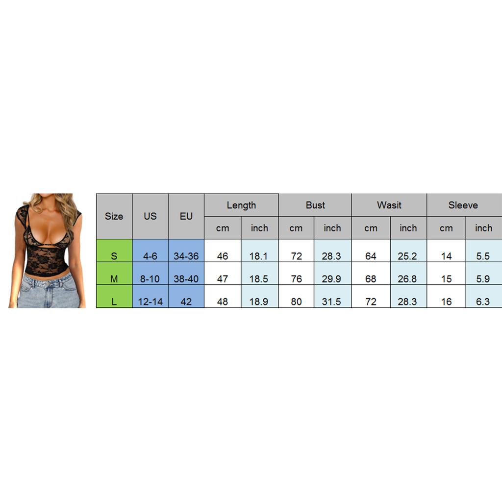 Women's Lace Tops Vintage Cap Sleeve Low Cut Slim Fit T-Shirts + Sleeveless Bralette Set Summer Clothes