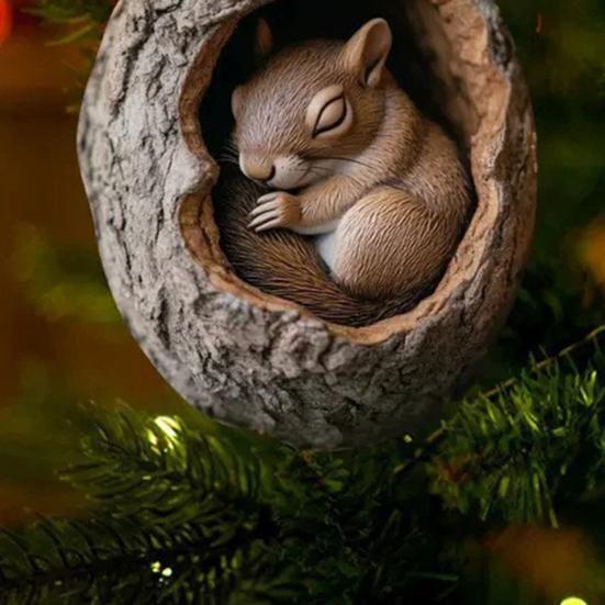 Forest Animal Christmas Ornament 2D Acrylic Owl Raccoon Koala Squirrel Xmas Tree Hanging Decoration for Tree Home Party Decor
