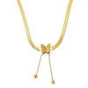 Stylish Stainless Steel Butterfly Necklace & Bracelet Set - Trendy High-End Women's Jewelry