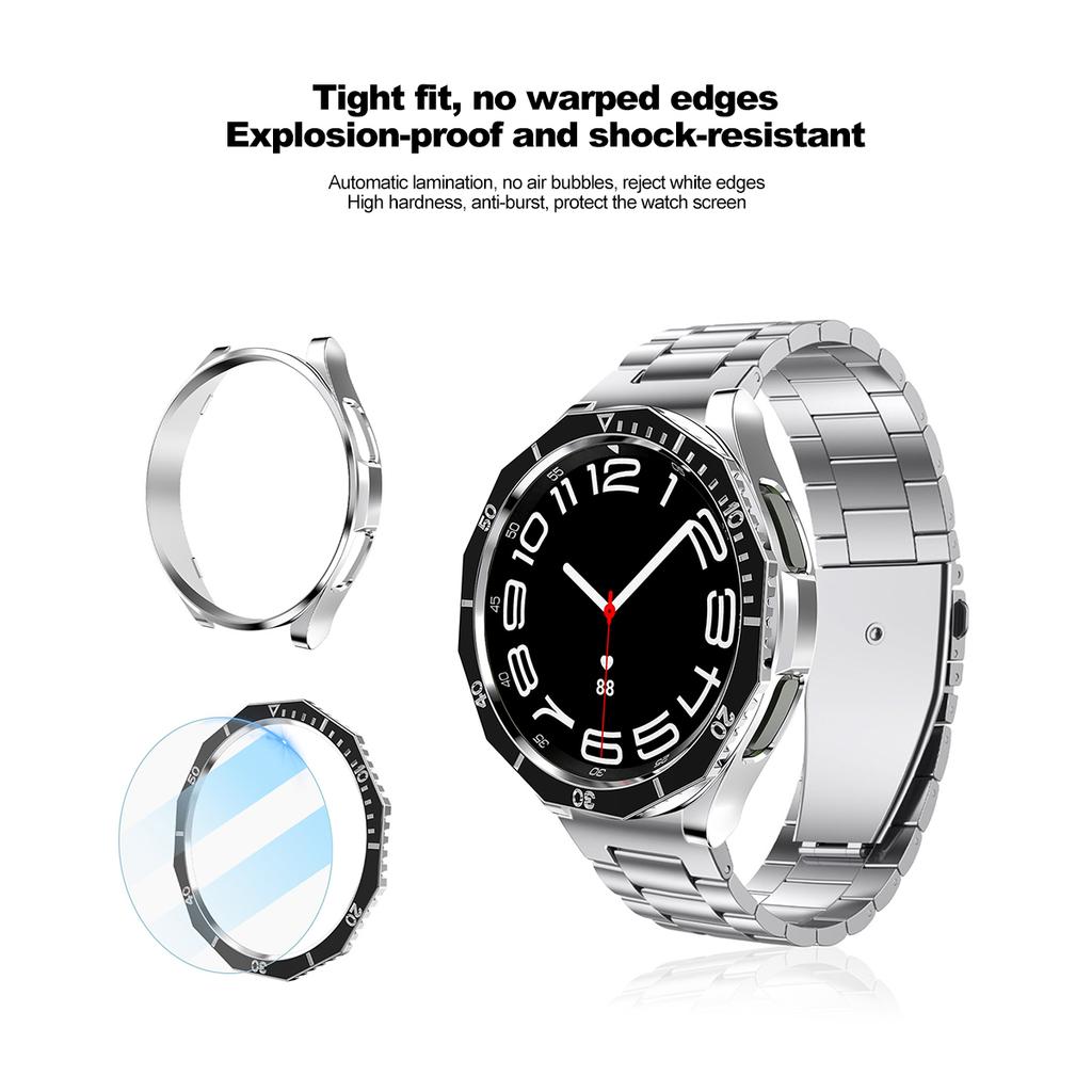 3 In 1 Case+Bezel Ring+Glass Film For Samsung Galaxy Watch 6 Classic 47MM 43MM Screen Protector Galaxy Watch 6 Classic Bumper