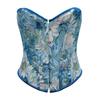 Corsé Floral Vintage para Mujer Top Denim Overbust con Cordones Corselet con Ballenas Lencería Moldeador Corporal Bustier