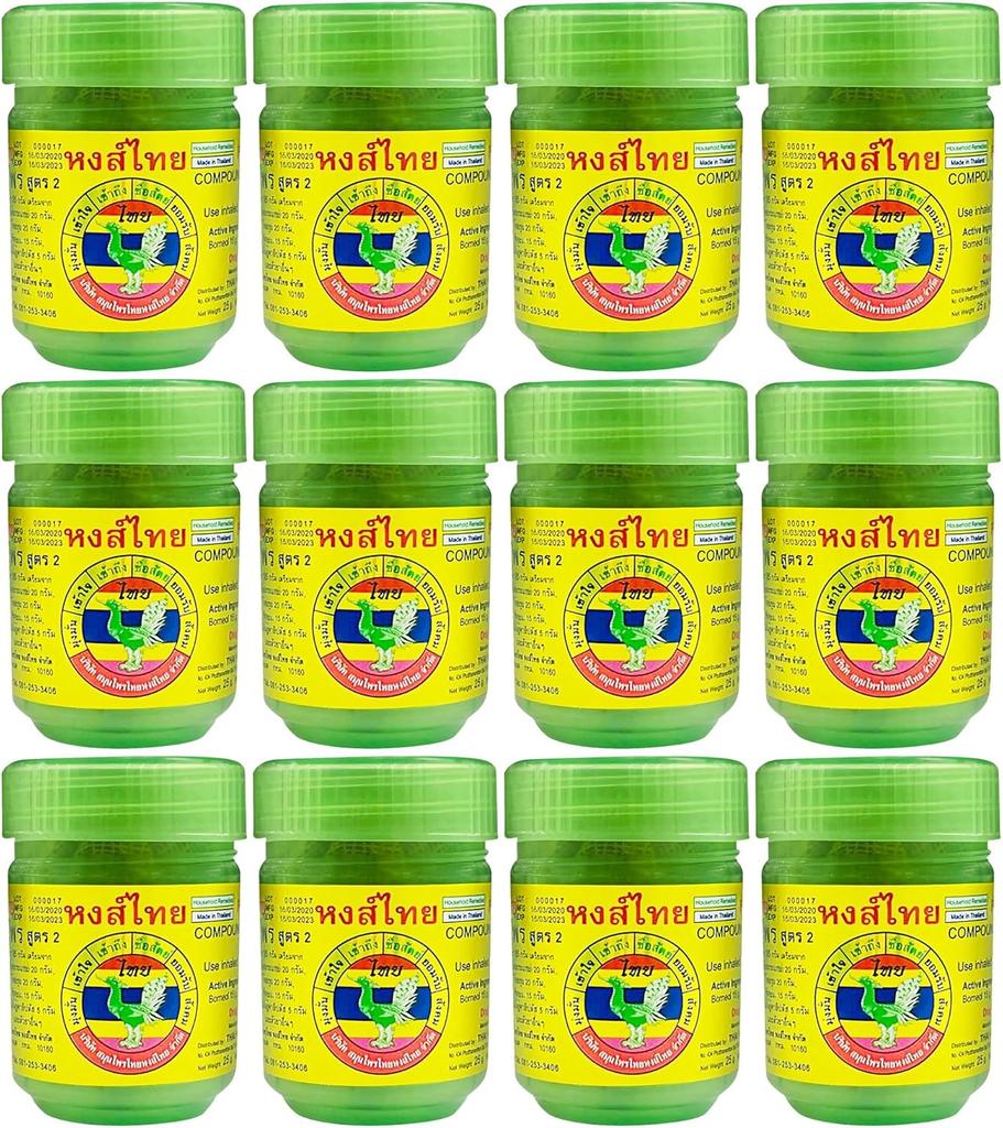 Hong Thai Herbal Inhaler – Pack of 12 x 25g | Natural Thai Remedy for Congestion & Stress Relief