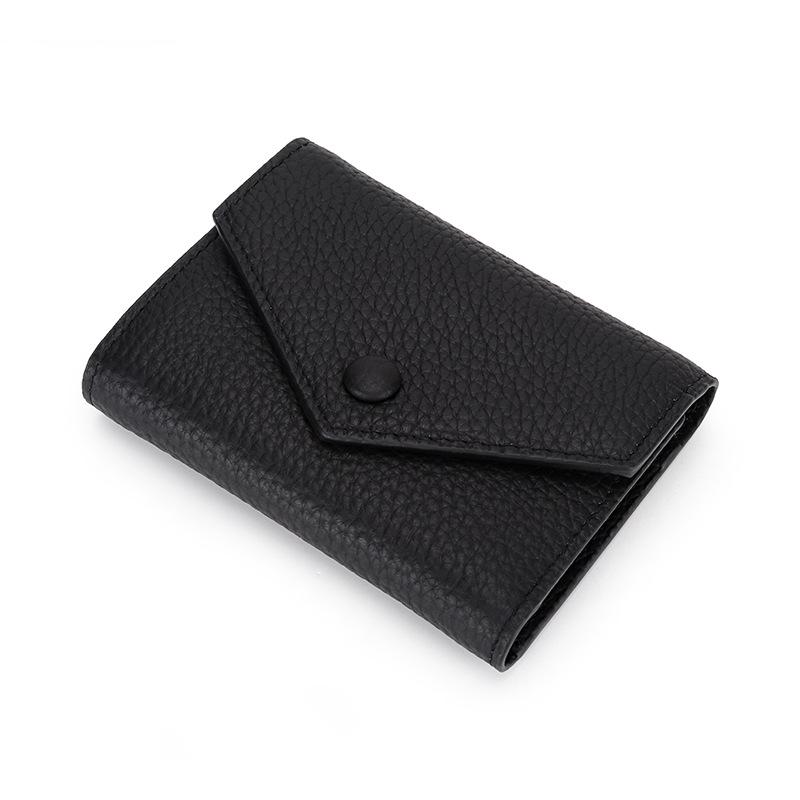 Women's Genuine Leather Tri-Fold Wallet - Small, Simple, Foldable Coin Purse in Japanese Korean Style.