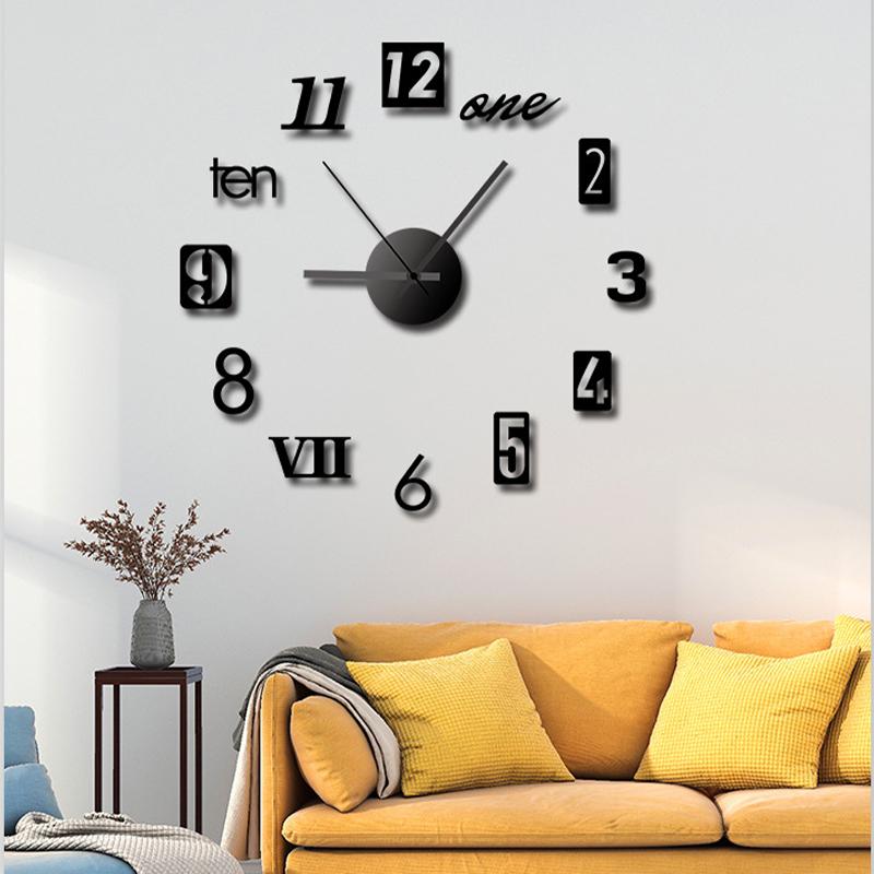 European Diy Creative Clock Simple Wall Clock Wall Punch-Free Living Room Home Bedroom Wall Sticker Silent Clock