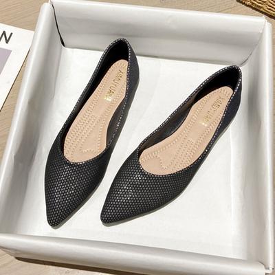 Chaussures de ville tendance version coréenne de chaussures à talons plats à semelles plates et à tempérament simple pour grand-mère, chaussures décontractées à talons plats et pointues pour femmes