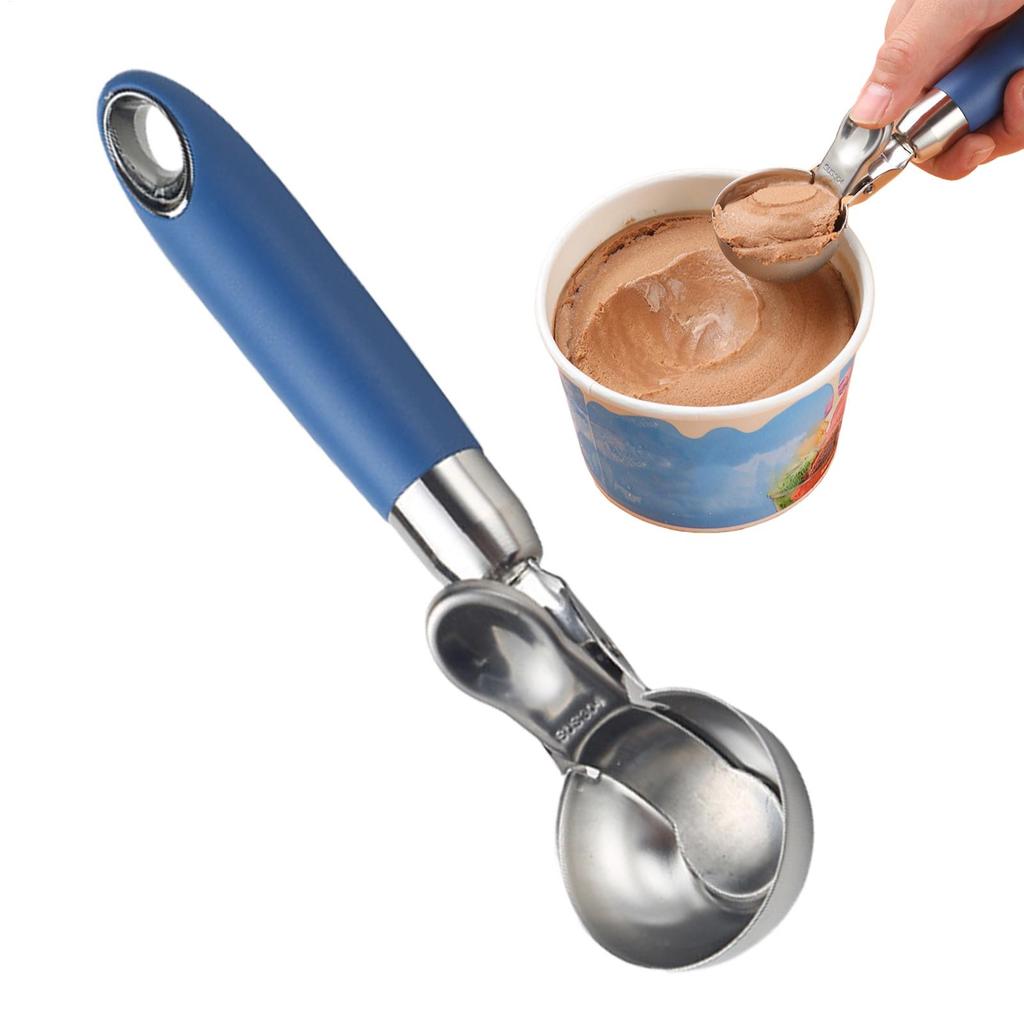 Ice Cream Scoop Stainless Steel Pop-Top Fruit Baller Scoop Stainless Steel Pop-Top Cantaloupe Baller Spoon Dishwasher Safe For