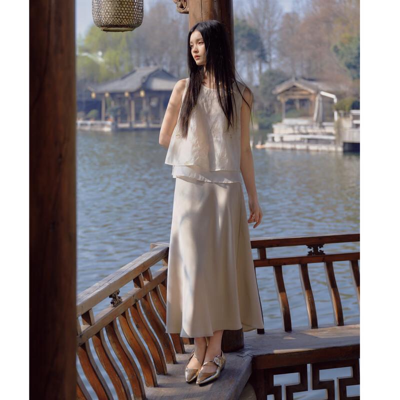 Qiushui Yiren Women s Jacquard Sleeveless Two-Piece Set M