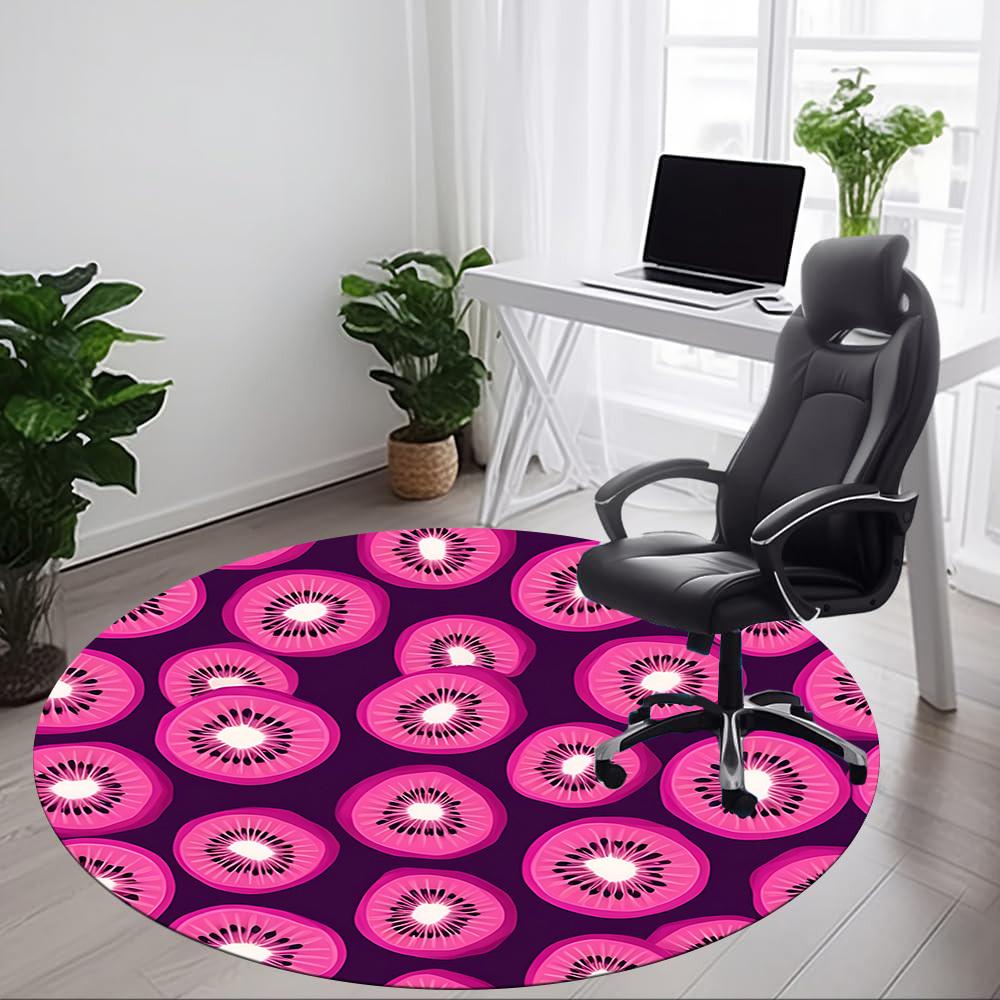 1pc Kiwi Pattern Office Round Area Rug, Under Office Chairs Bedroom Living Room Home Decor, Room Deco, Available in Various Sizes
