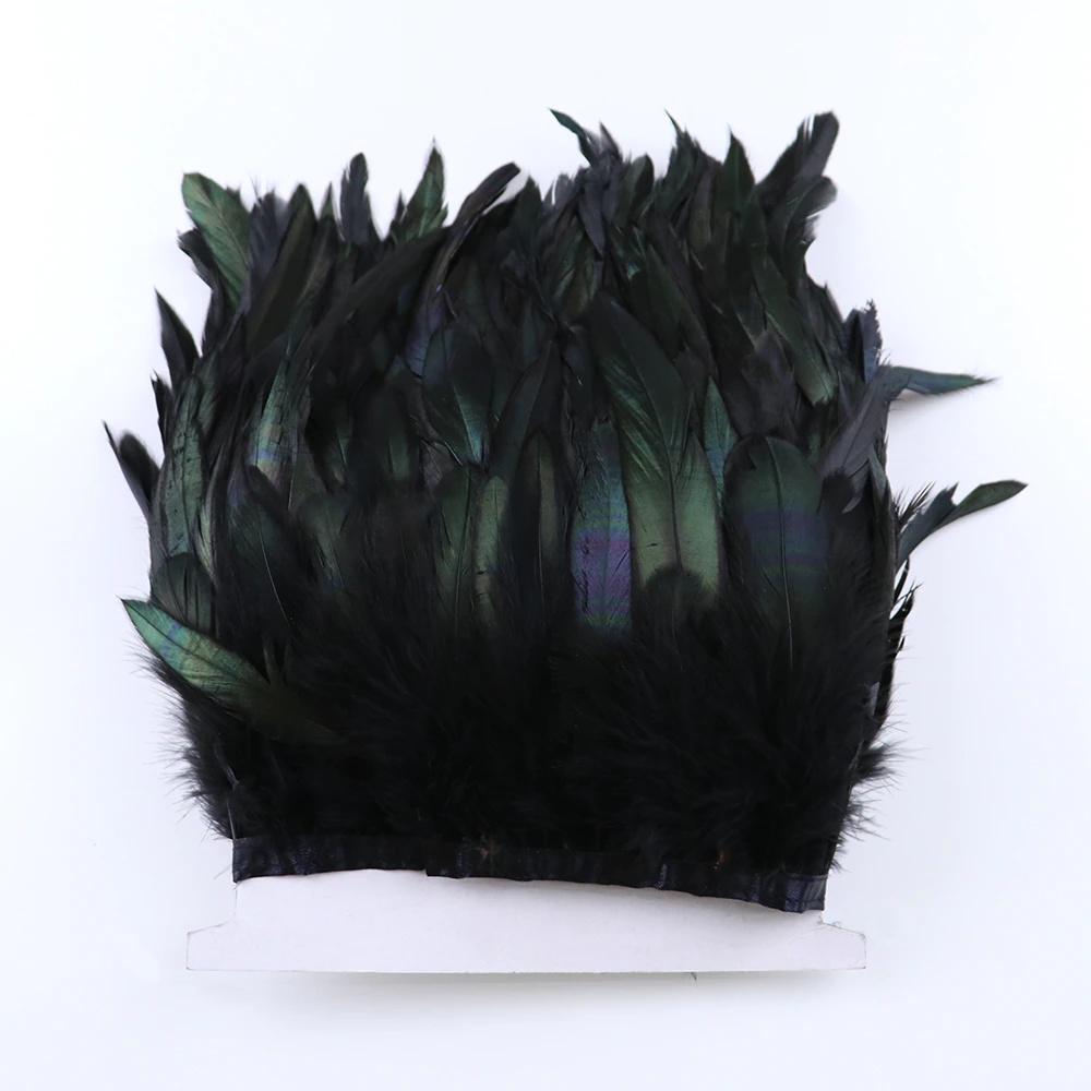 1Meters Fluffy Rooster Feathers Trims Fringe 10-18CM Chicken Feather Trim for Crafts Ribbon Plumas Wedding Clothing Decoration