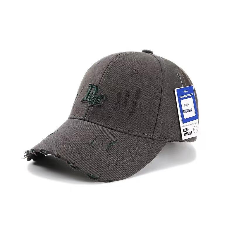 Fashion Trendy Brand Hard Top Cap Summer Outdoor Sports Wide Brim Small Letter Embroidered Baseball Cap серый