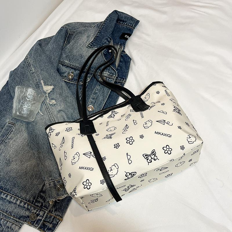 Large-capacity Bags Women's Foreign Style Is Versatile 2025 Spring and Summer New Fashion Casual Printed Shoulder Bag Tote Bag