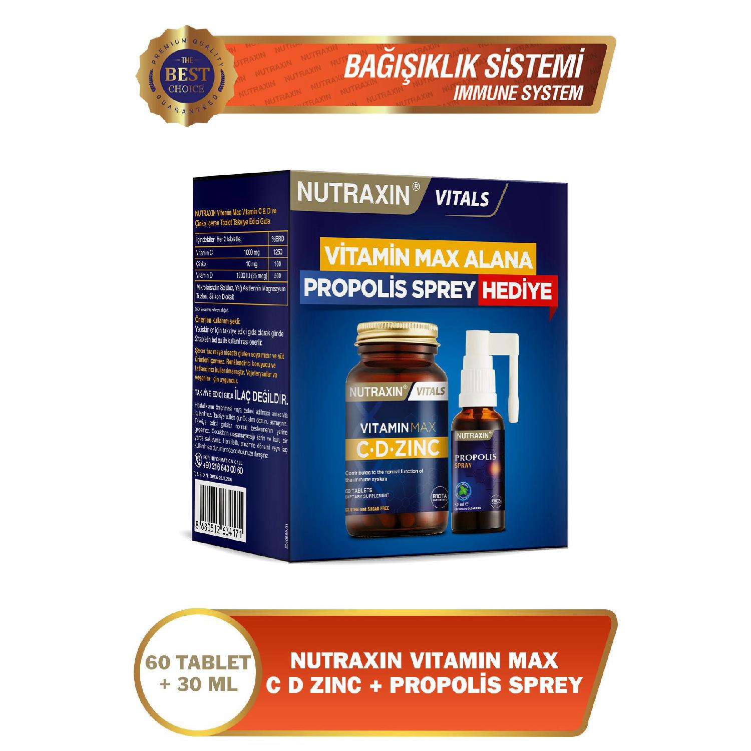 

Vitamin Max C D Chain 1,000 Mg 60 Tablet Time Release - Propolis Spray Gift