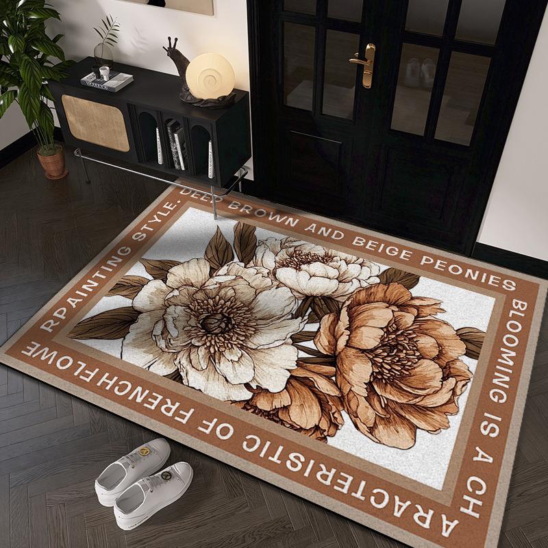 

Цветочный ковер, коврик для входной двери, коврик для входной двери в дом, нескользящий шелковый коврик с грязеотталкивающими свойствами, который можно разрезать 40 * 60CM silk ring