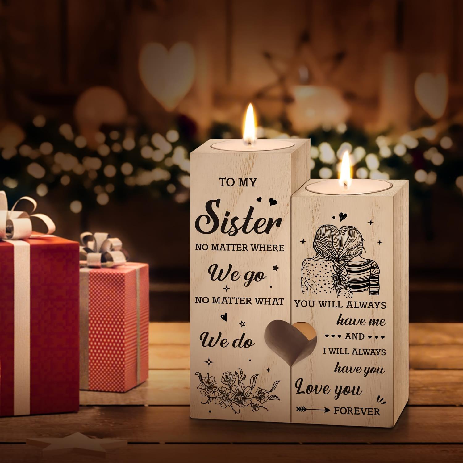 1pcs Sister Gift, Heart Candlestick Gift for Sister, Best Sister Birthday, Thanksgiving, Wedding Gift (without Candles)