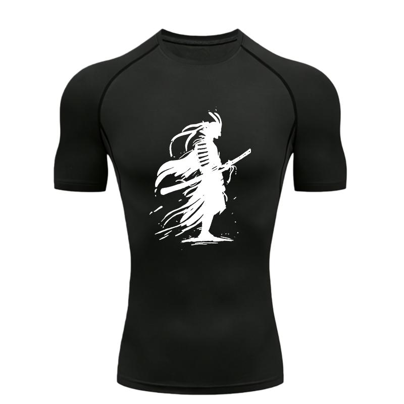 A Samurai Silhouette  Men's Sports T-shirt Training Fitness Compression Workout T-Shirt
