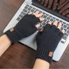 Fingerless Solid Color Half-finger Gloves Men Wool Mittens Knitted Cashmere Gloves Female Gloves
