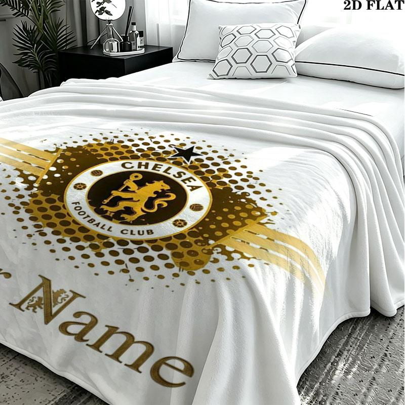 1PC Chelsea F Custom Name Patterned Flannel Blanket Suitable For All Seasons for Home Decor Warmth and Comfort Gifts Holiday Present