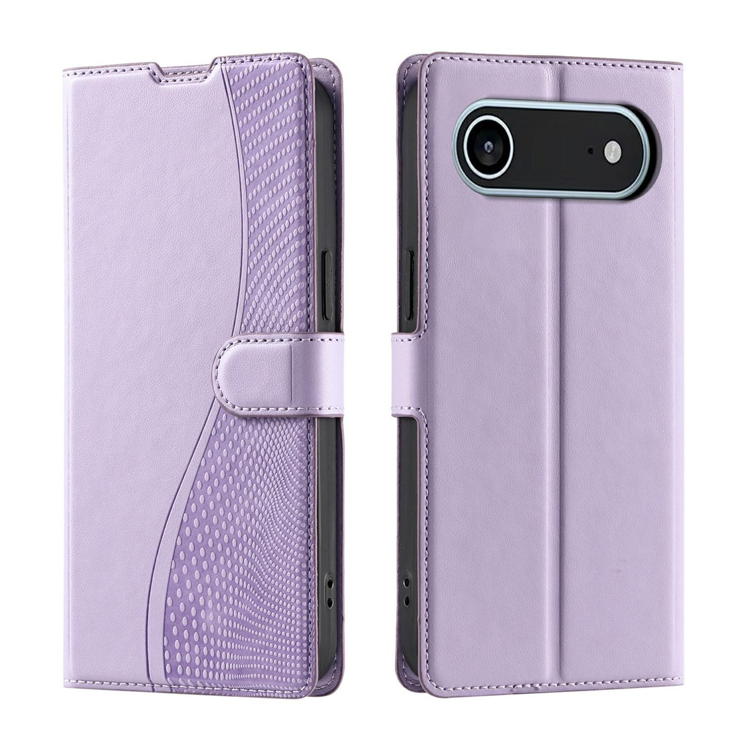 

Для iPhone 17 Air Чехол Точки Тисненая ПУ Кожа Раскладной Чехол для Телефона с Отделением для Карт, Ремешок Purple