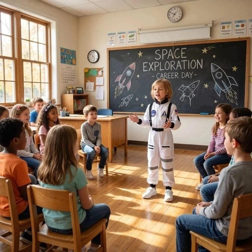 Cartoon Style Spaceman Costume Jumpsuit Space Suit Space Theme Child Astronaut Costume Dress Up