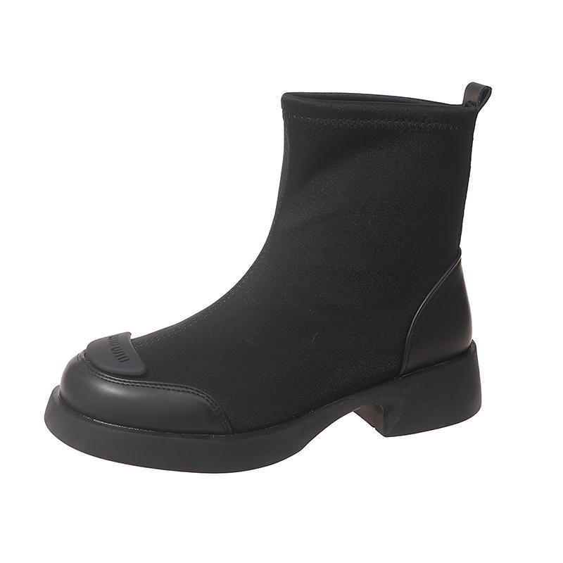 

Модные новые осенне-зимние модные толстые женские ботильоны 2024 года, горячая распродажа, износостойкая круглая женская обувь для отдыха на природе 40 чёрный