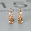 Oval Blue Zircon Diamond Champagne Gold-Plated Earrings for Weddings & Engagements
