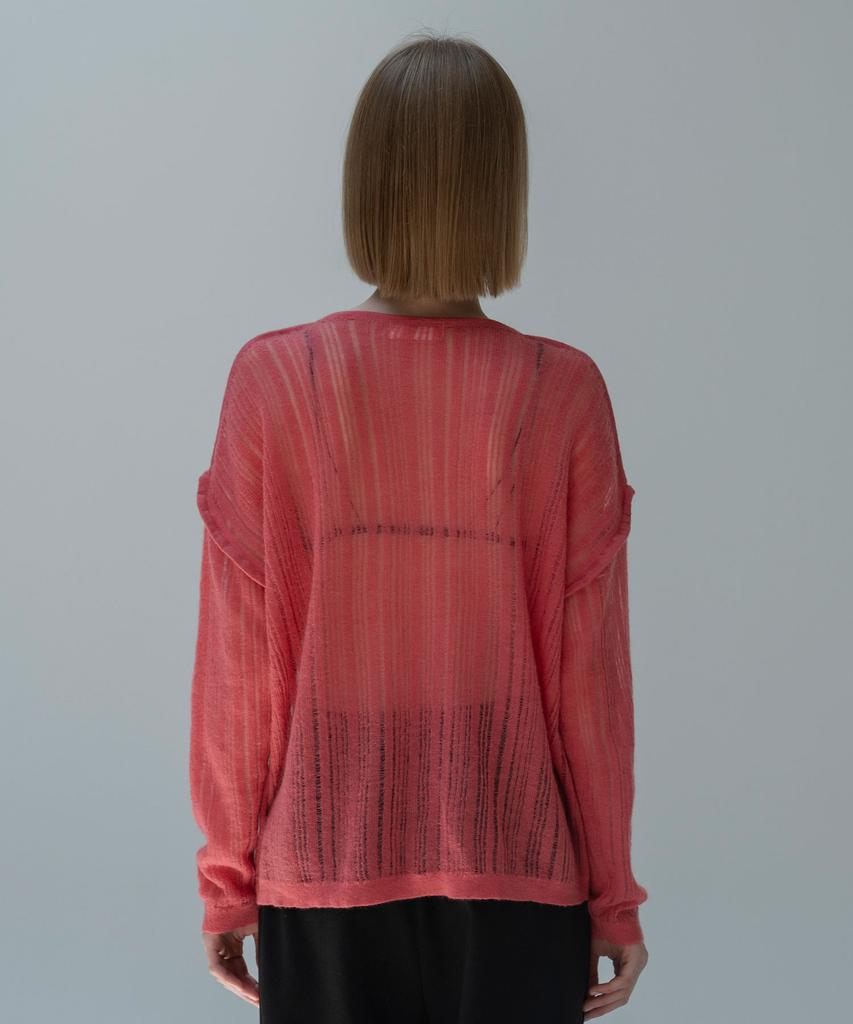 Mosyupamosyu Mohair See-Through Knit [Coral Pink]