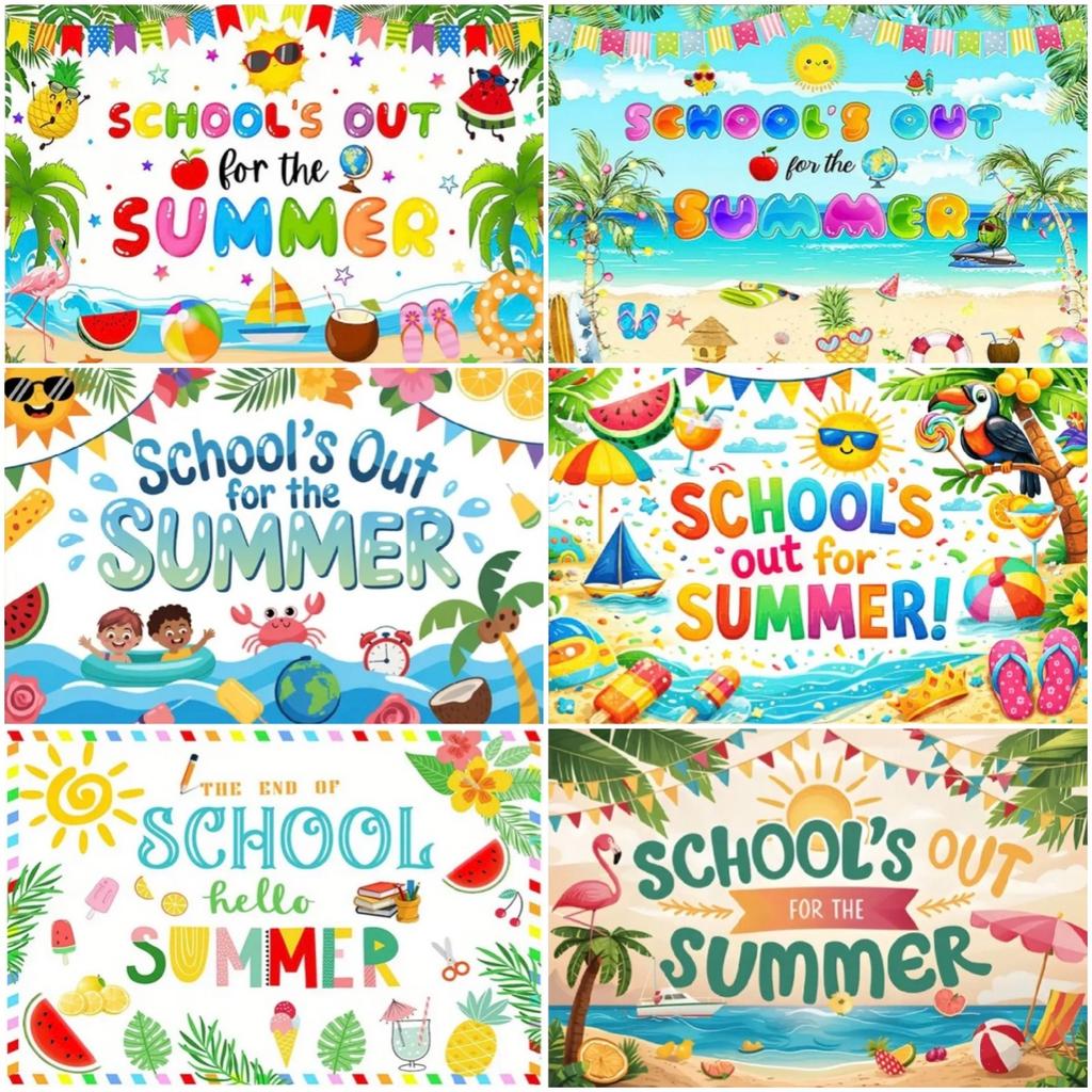 School's Out for Summer Theme Background Summer Pool Party Decoration Backdrop Baby Shower Props Photography Banner Supplies