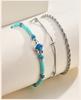 Layers Anklet Set for Women Twisted Chain Teal Turtle Charm Stainless Steel Non-tarnish Foot Bracelet Adjustable