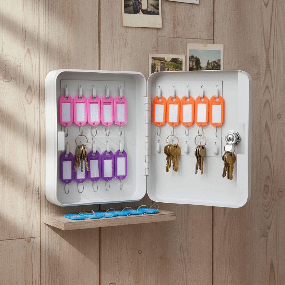 Tool Case Metal Construction Key Box Code Lock Security Lock Key Storage Box Wall Mount Holds 20 Keys Storage Bins Organizer