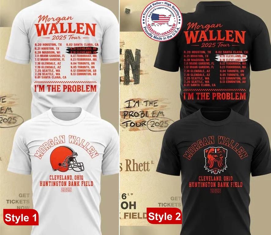 2025 Tour Morgan Wallen X Cleveland Brown I Am The Problem T-Shirt Unisex T-Shirt XXL