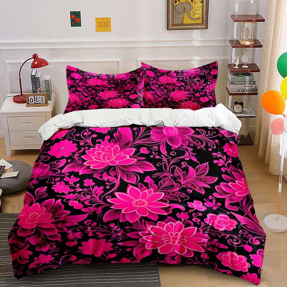 Floral Pattern Bedding Set Decor Multiple Sizes Kid'S And Adults' Bedroom Exquisite 3Pc Bedding Set, Gift