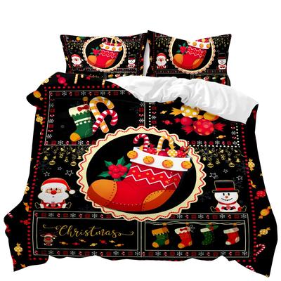 Christmas Duvet Cover Merry Christmas Stocking Comforter Xmas Gifts Bedding Set Kids Happy New Year Candy Polyester Qulit Cover