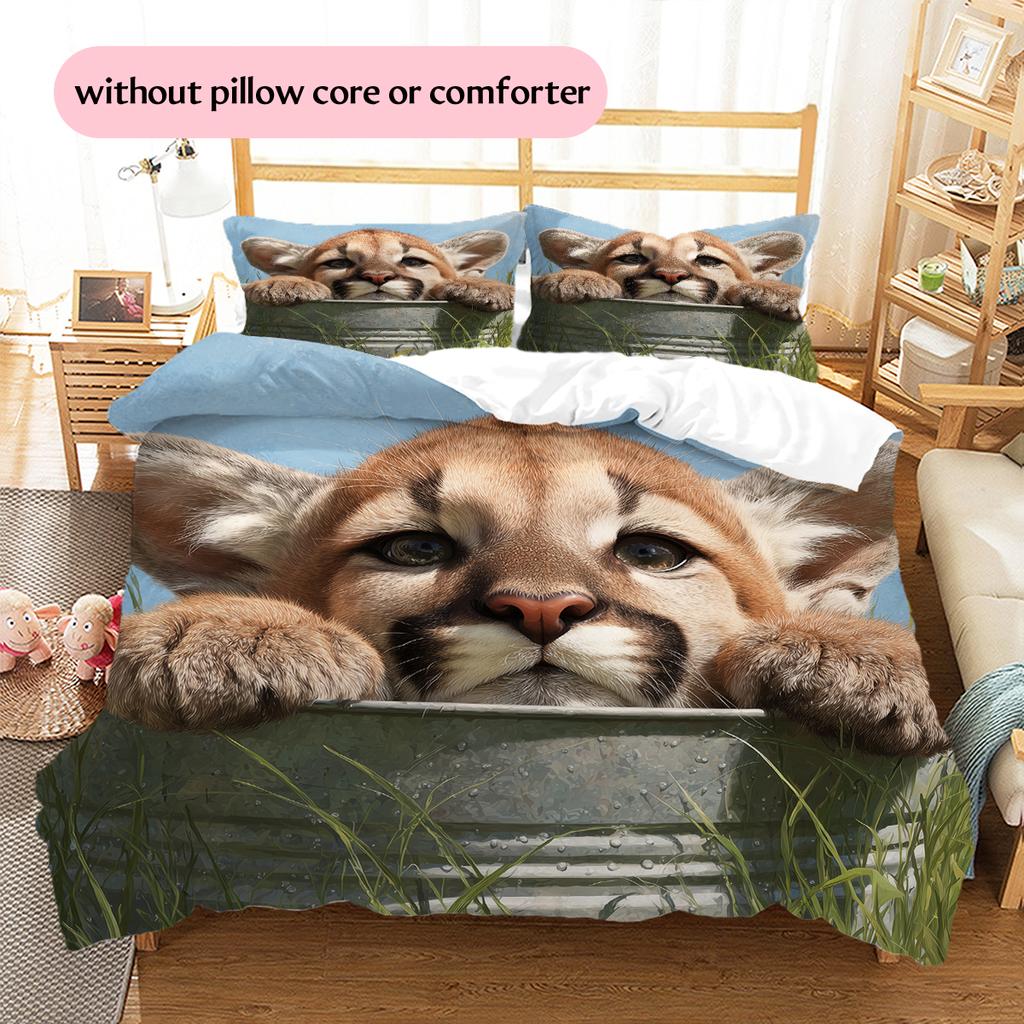 Cougar Pattern Bedding Home Decoration Birthday Gift (1 * duvet cover + 2 * pillowcase, without core)