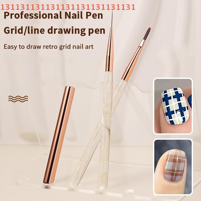 1/2PCS DIY UV Gel Extension Painting Supplies for Nail Design French Plaid Nail Art Brushes Set Line Grid Pattern Drawing Pen