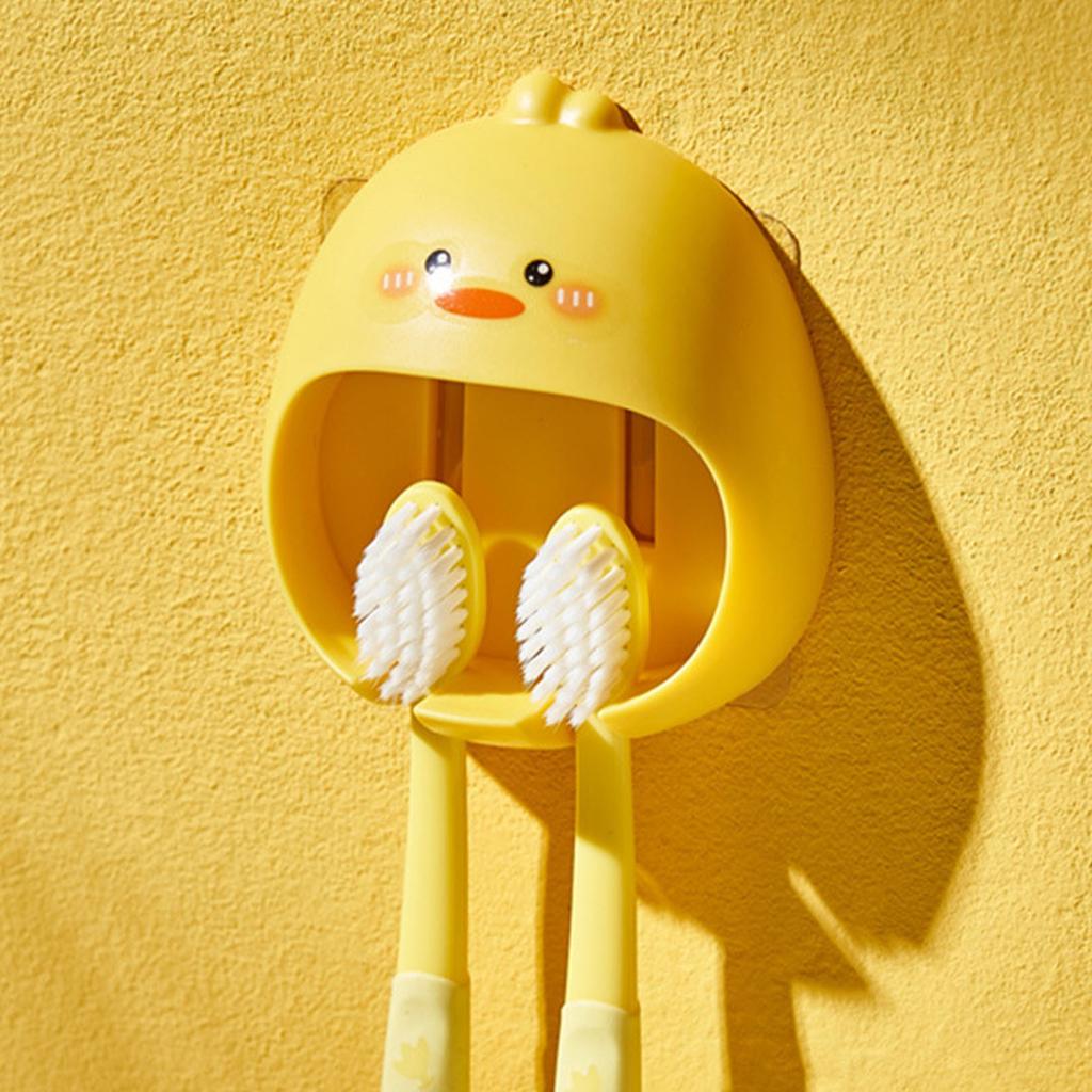 Cute Toothbrush Holder Multipurpose Punch Free Cartoon Animal Wall Mounted Toothbrush Stand for