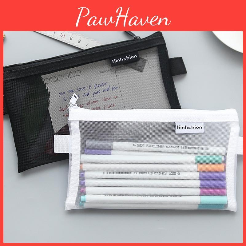 Et Trousse à Crayon Pratique en Maille Transparente Pour Fournitures Étudiantes**