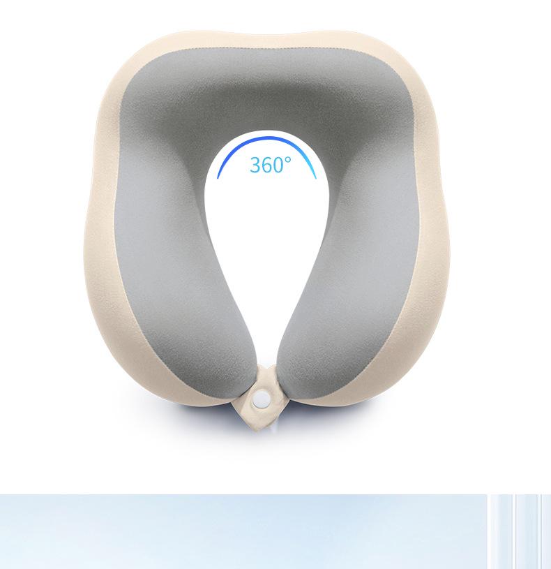 Travel Memory Foam U-Shape Pillow with Compact Storage & Dual-Peak Neck Support