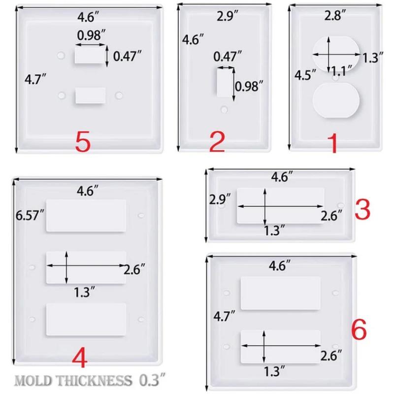 1PC Switch Board Silicone Mold Socket Panel Casting Mold Double Hole Square Single Hole Rectangle for DIY Handmade