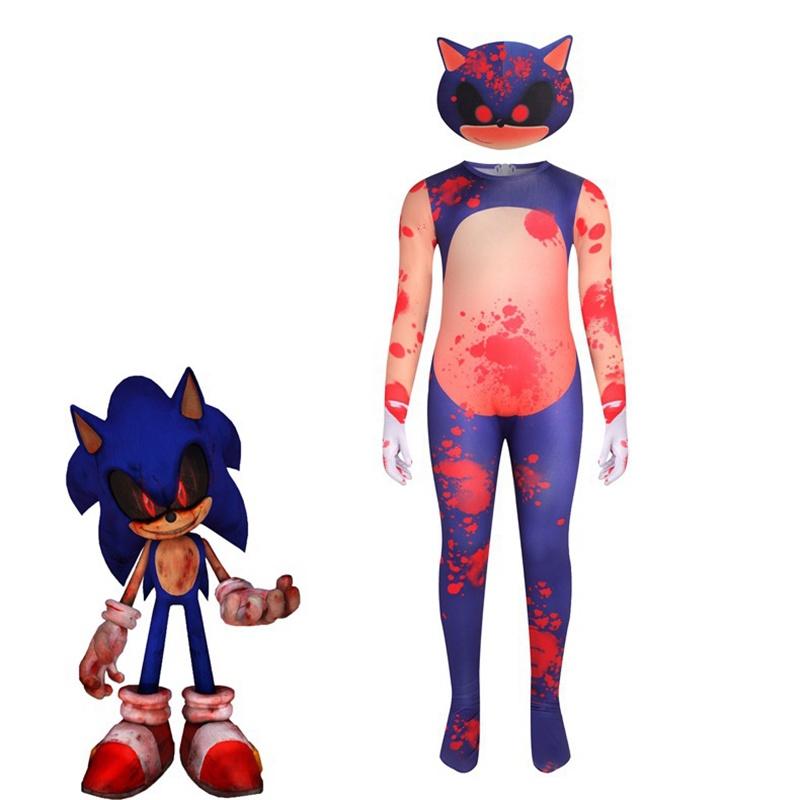 Sonic The Hedgehog Kostium Cosplay dla Dzieci na Halloween Łatwy do Noszenia Oddychający Unisex Idealny na Imprezy!