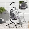 Hanging Egg Chair Outdoor Indoor Garden Swing Chair with Folding Basket, Thickened Cushion, Garden Hanging Chair with Stand, Headrest for Patio
